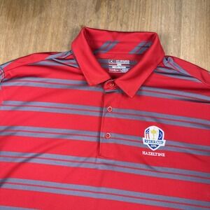 Under Armour Ryder Cup 2016 Hazeltine Golf Polo Men's XXL Red/Gray Striped